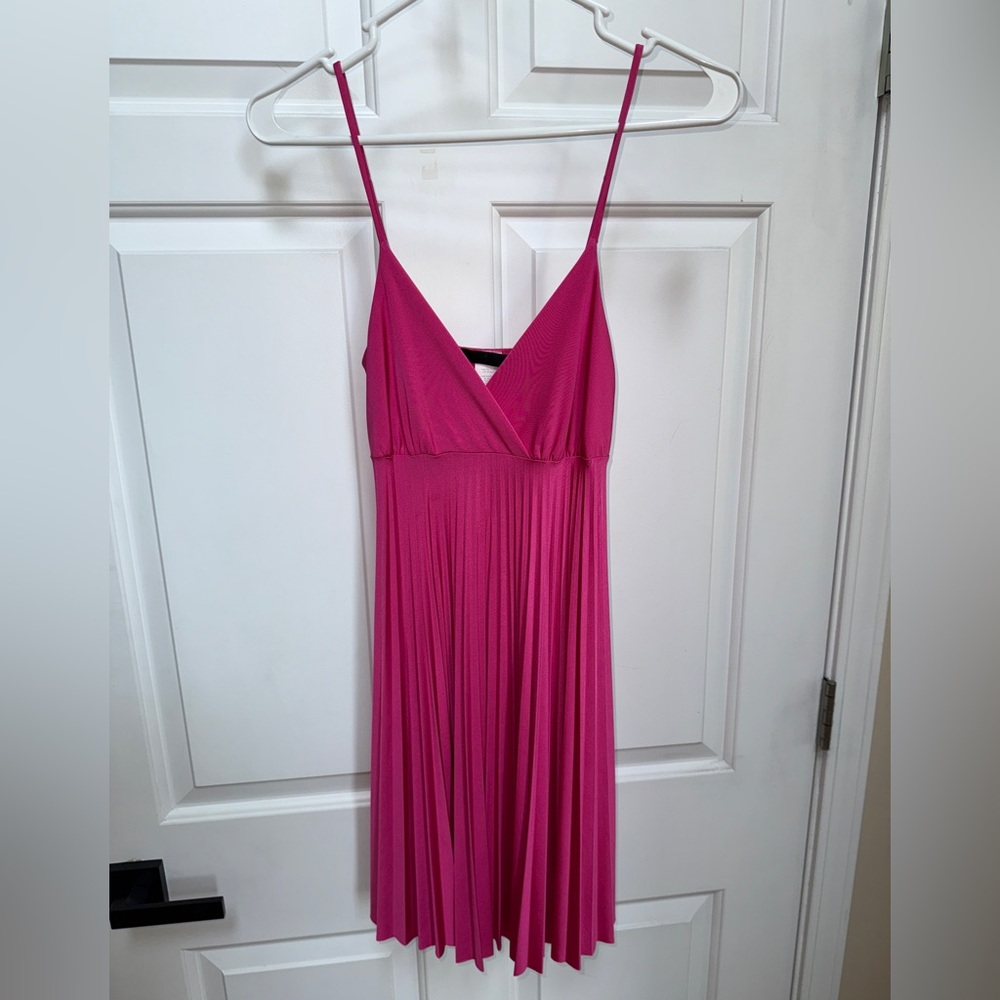 Elegant Magenta Spaghetti Strap Mini Dress
